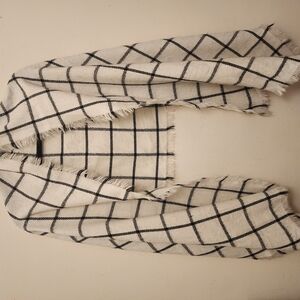 Merona Cream and Black Plaid Scarf